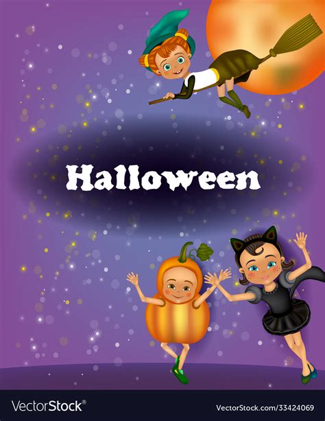 Halloween greeting card for kids costume party Vector Image