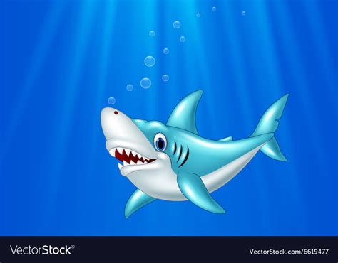 Cartoon shark swimming in the ocean Royalty Free Vector