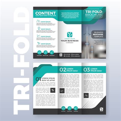 Free Vector | Business tri-fold brochure template design with Turquoise ...