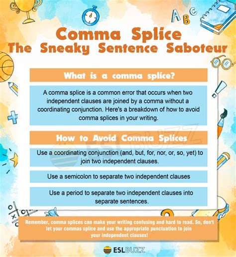 Comma Splice: Tips to Improve Your Writing! - ESLBUZZ