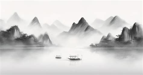 Premium AI Image | Chinese landscape ink painting