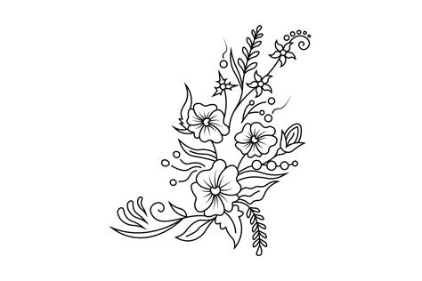 Flower Outline Vector, Floral Line Art Graphic by coxvect · Creative ...