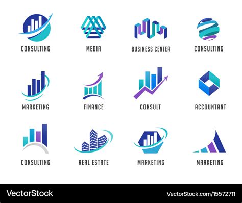 Marketing finance sales and business logos Vector Image