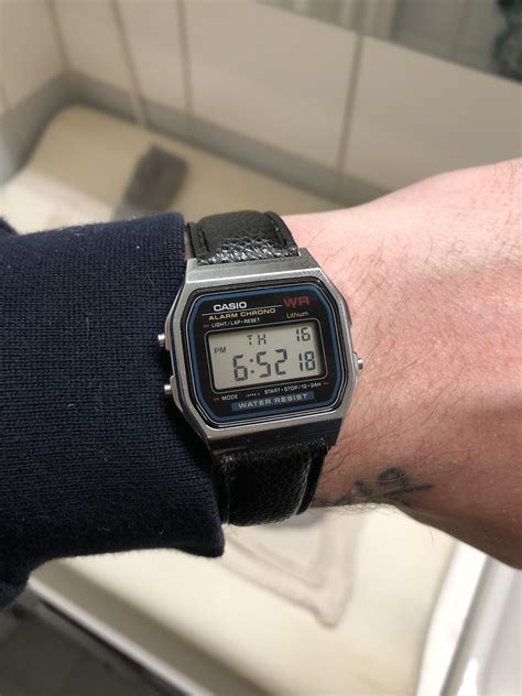 [Casio] My A158W on a black leather strap : r/Watches