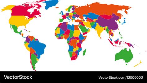 Multi Colored Blank Political Map Of World Vector Image | Images and ...