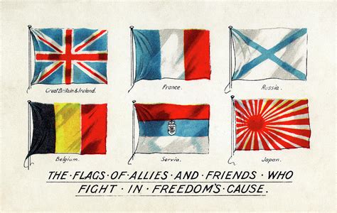 WW1 World Map With Flags