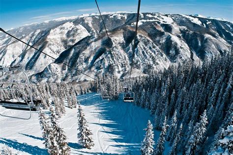 View riding up the chairlift at Aspen Highlands.