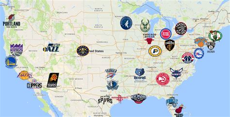 NBA Map | Teams | Logos - Sport League Maps : Maps of Sports Leagues