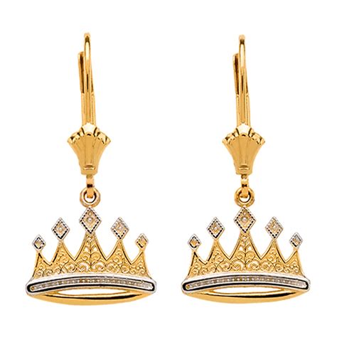 Yellow Gold Royal Crown Earrings