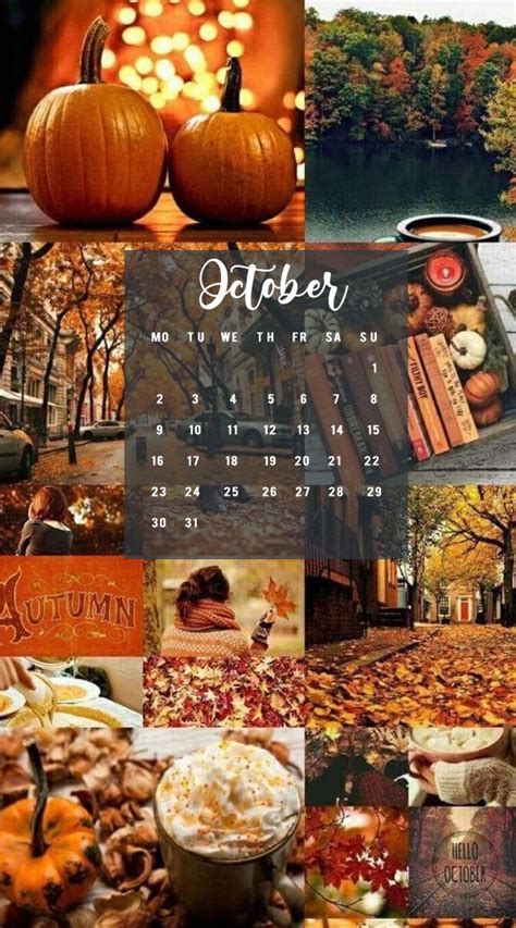 October Calendar : Fall Leaves & Pumpkin Collage – Idea Wallpapers ...