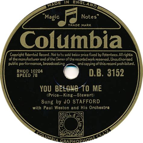 2. ‘You Belong to Me’, by Jo Stafford | The UK Number Ones Blog