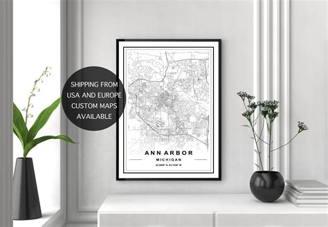 ANN ARBOR MAP High Res Map Map of Ann Arbor Ann Arbor City - Etsy