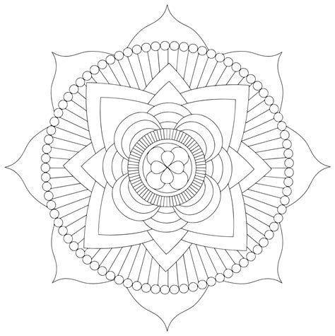 Lotus mandala as black white illustration free image download