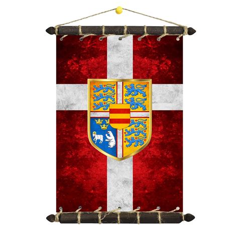 Kingdom of Denmark Flag Standard Coat of Arms on Cotton Canvas - Etsy UK