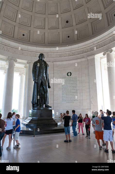 Bronze statue of Thomas Jefferson inside the Jefferson Memorial in ...