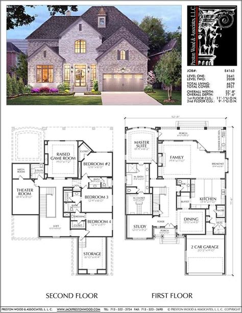 Unique Two Story House Plan with Three Car Garages and Front Porch