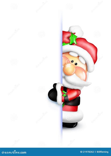 Santa Holding Peeking Around Blank Sign Stock Photography ...