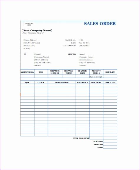 8 Sales order form Template Excel - Excel Templates