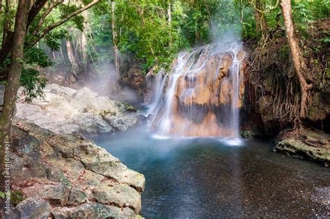 Cascadas El Paraiso, Waterfall in tropical jungle with thermal water ...