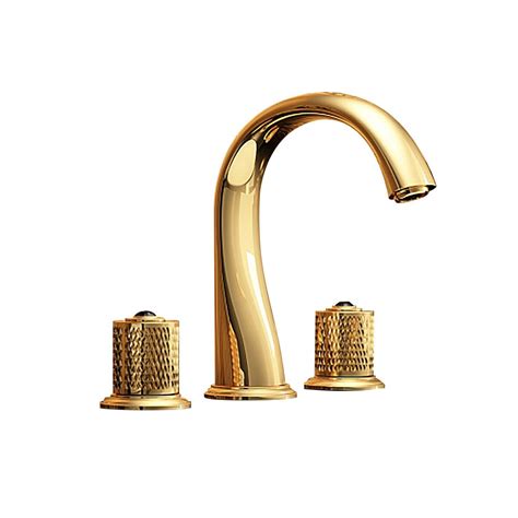 Gold Modern Bathroom Widespread Sink Faucet Double Handle Brass