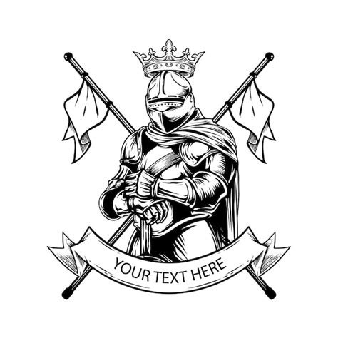 Premium Vector | Knight coat of arms hand drawing illustration