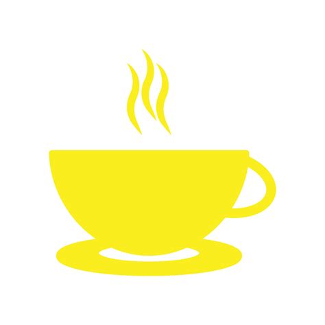 eps10 yellow vector coffee cup with hot steam or smoke icon isolated on ...