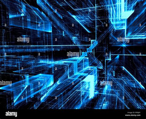 Blue technology background - abstract computer-generated 3d ...