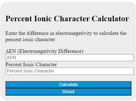 Percent Ionic Character Calculator - Calculator Academy