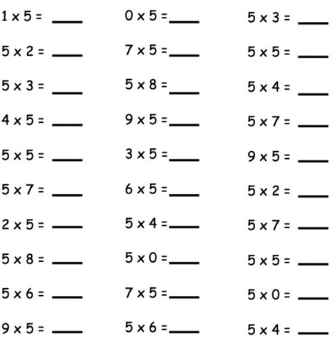 Multiplication Worksheets For 5s - Free Printable Worksheet