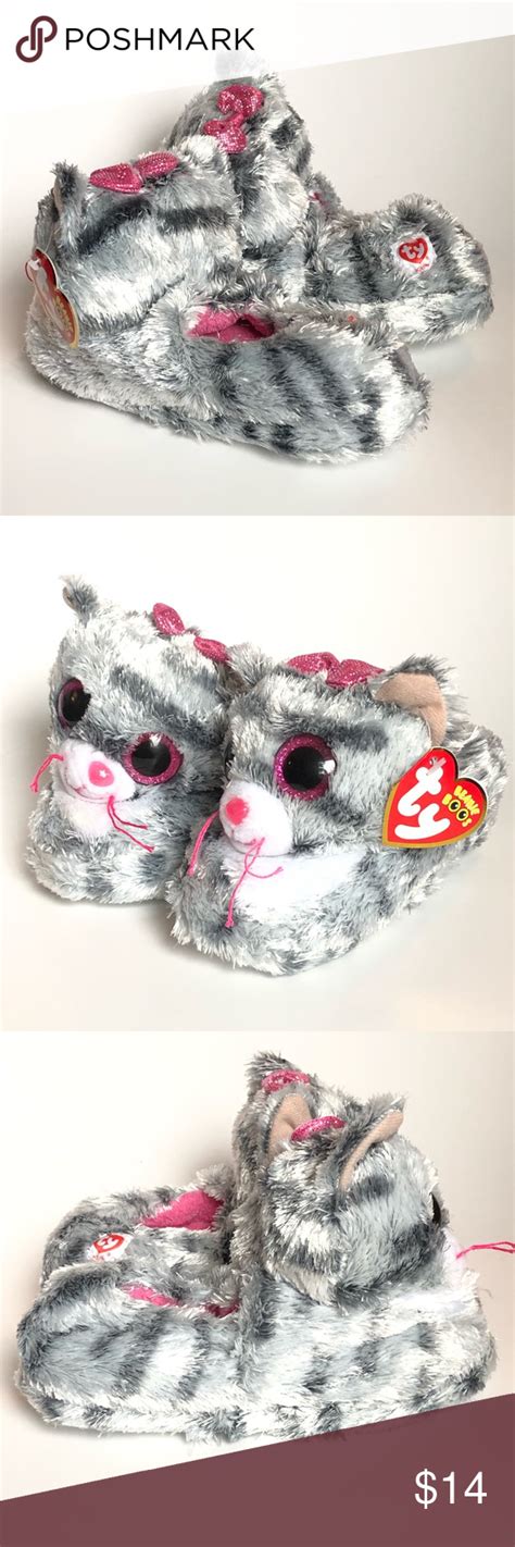 Ty Beanie Boos Girls Kitty Slippers Size 10 11 | Slippers for girls, Ty ...