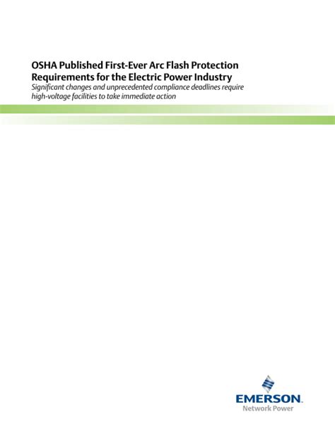 OSHA Published First-Ever Arc Flash Protection