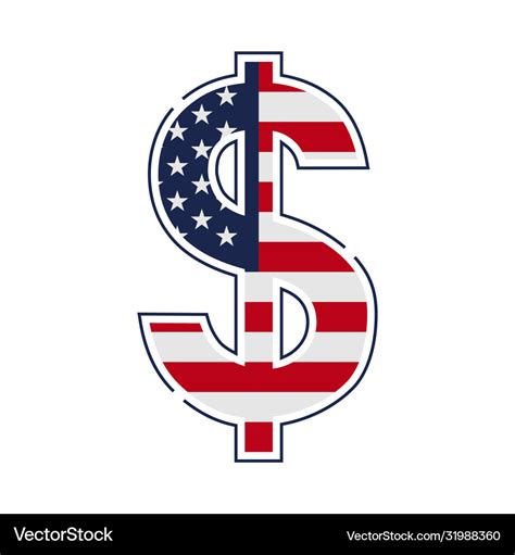 Us dollar symbol united states currency with flag Vector Image