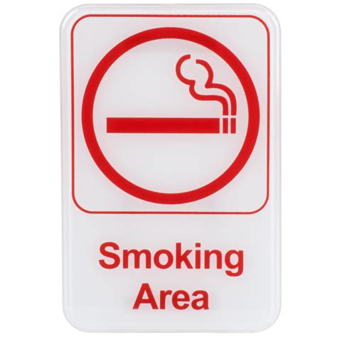 Smoking Area Sign - Red and White, 9" x 6"