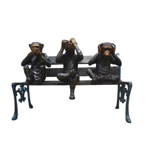 Bronze Three Monkeys Statues On Bench - Buy Bronze Three Monkeys ...