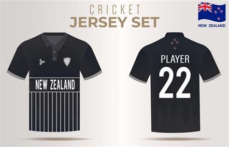 Premium Vector | Jersey for New Zealand Cricket Team Front and Back view