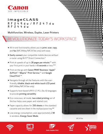 Canon imageCLASS MF240 Series Laser Printers Product Details | Manualzz