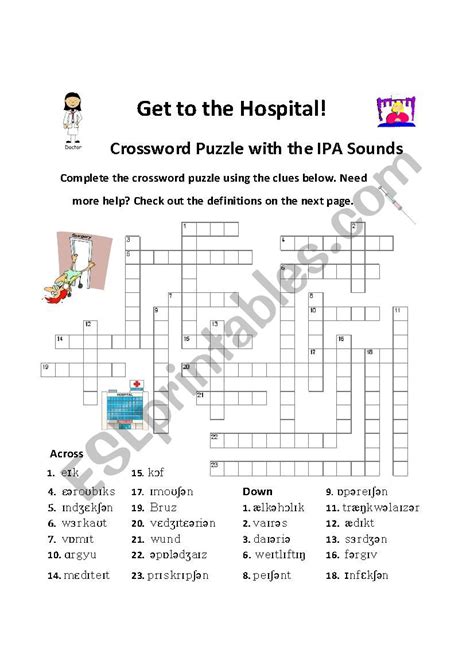 Crossword Puzzle with IPA clues (and definitions) - ESL worksheet by ...