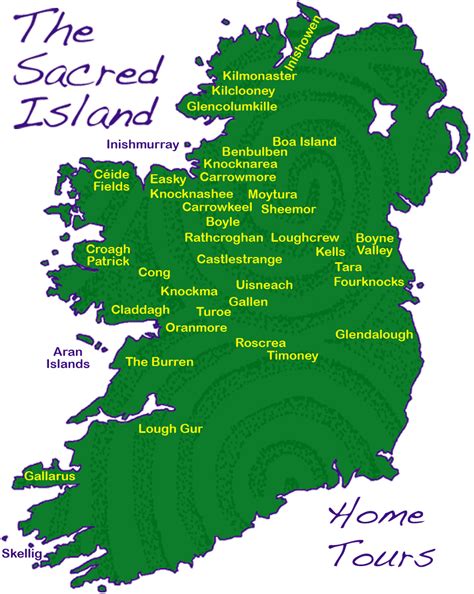 Map of Sacred Sites of Ireland, many dating from 6,000 years ago when a ...