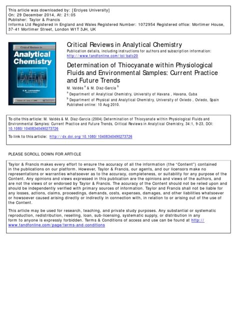 Thiocyanate Analysis | PDF | Cyanide | Spectrophotometry