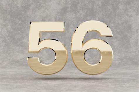 Premium Photo | Gold 3d number 56. glossy golden number on concrete ...