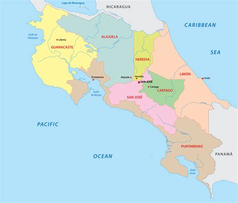 Costa Rica Provinces and Regions Map | Mappr