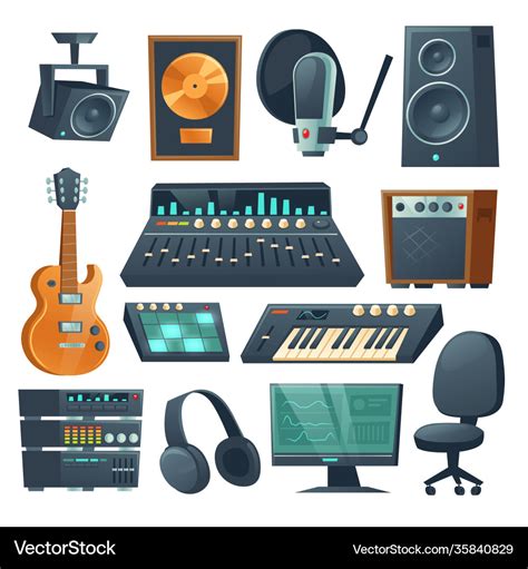 Music studio equipment for sound recording Vector Image