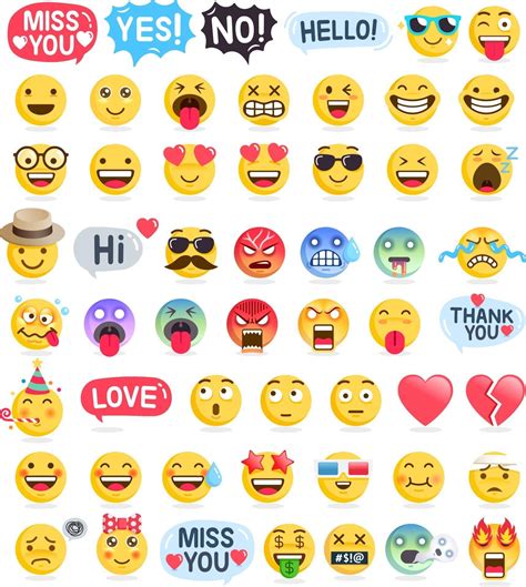 Emoji emoticons symbols icons set. Vector Illustrations 2095019 Vector ...