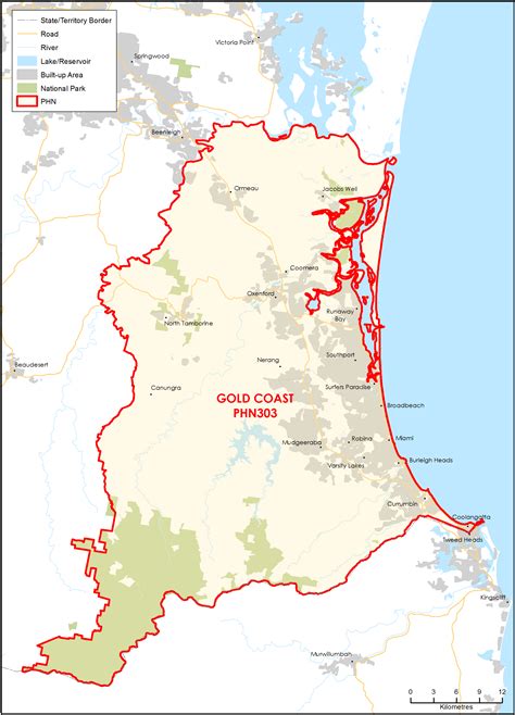 Gold Coast (Qld) Primary Health Network (PHN) map – topographic ...