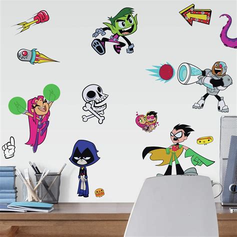 Buy RoomMates RMK3823SCS Teen Titans Go Peel and Stick Wall Decals, Red ...