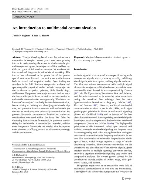 (PDF) An introduction to multimodal communication