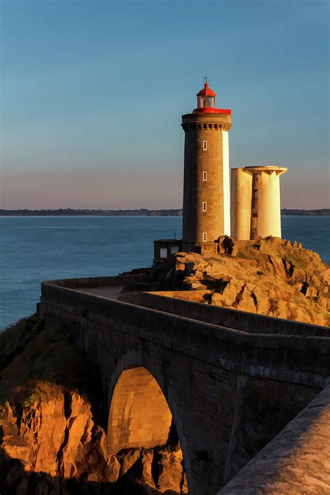 Famous Petit-Minou point lighthouse and bridge on the French brittany ...