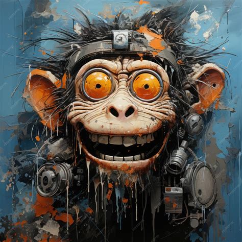 Premium AI Image | crazy monkey ape furious mad portrait expressive ...