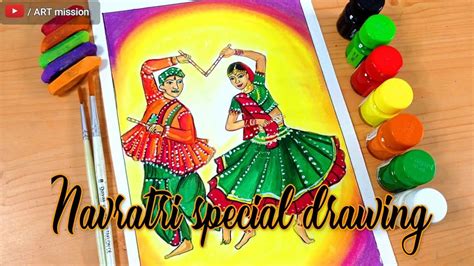 Navratri special drawing/garba dance drawing/navratri special dandiya ...