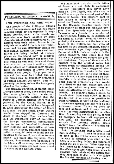 News Editorial, The Filipinos and the War